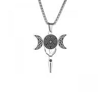 Générique collier homme, collier guérisseur de la déesse de la Triple Lune grecque antique, pendentif celtique de coucher de soleil et de lune porte-bonheur