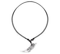 Générique Collier Homme Pendentif Dent de Requin en Résine Blanche, Collier Bois Perles Sculptées, Style Tribal Surfeur pour Plage et Quotidien, Bijou Cou Hip-hop Garçon