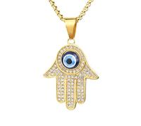 Générique collier homme, pendentif Œil de Dieu Hand Mode Glamour, Collier féminin mode Accessoires Hip Hop Punk Bijoux cadeau