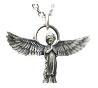 Générique Collier homme, pendentif rétro d’ailes d’ange, mode masculine, longue chaîne de pull, imitation de marcasite, ailes de plume, collier de prière.