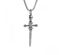 Générique collier homme, Punk squelette rétro, Chevalier Squelette Pendentif croix de chevalier, collier Bijoux d’Exorciste cycliste pour hommes