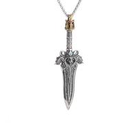 Générique collier homme, style rétro tendance style King Arthur Épée du roi Arthur Excalibur Table ronde collier pendentif chevalier Punk pour hommes beaux bijoux