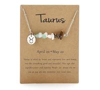 Générique Collier Horoscope pour Femme,Collier en Cristal de Forme Irrégulière,Collier Porte-Bonheur,Amulette,Constellation,Cadeau pour Fille,Anniversaire,Noël,Taureau