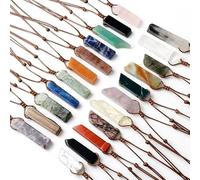 Générique Collier irrégulier plat et long tissé avec pierres d'améthyste, d'agate rouge et d'oeil de tigre - Bijoux en pierres précieuses de sept couleurs(Random)