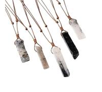 Générique Collier irrégulier plat et long tissé avec pierres d'améthyste, d'agate rouge et d'oeil de tigre - Bijoux en pierres précieuses de sept couleurs(Blackhaircrystal(single))