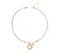 Générique Collier Kirsite avec breloque en forme d ' horloge en forme de cœur, chaîne multi-brins délicate, chaîne de clavicule élégante pour un usage quotidien, collier superposé