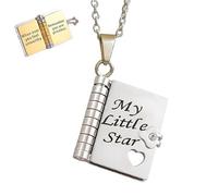 Générique Collier Livre My Little Star, Collier Livre My Incredible Daughter pour Fille, Colliers Livres Multi-rangs Ouvrables avec 6 Pages Gravées, Pendentif Personnalisé Cadeau pour Elle (Sliver)