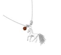 Générique Collier long luxueux avec breloque cheval et pompons en finition rétro, chaîne de pull pour un quotidien, longueur réglable