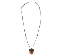 Générique Collier Long Pendentif Gland en Bois D’ébène Boîte Pilulier Détachable, Breloques pour Collier et Porte-clés Soi-même, Accessoire Automne Féminin Élégant, Longueur Ajustable