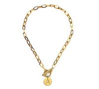 Générique collier maille rectangle maille épaisse pendentif maillon médaillon lettre collier personnalisé en acier inoxydable or ou argent fait main fermoir à bascule