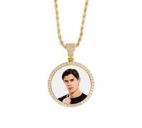 Générique Collier médaillon photo en cuivre personnalisé Simple, accessoire unisexe élégant, bijoux en cuivre