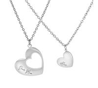 Générique Collier Mère Fille Personnalisé avec Noms - Duo Gravure sur Bijoux, Pendentif en Forme de Cœur Cadeau pour Mère/Grand-mère/Épouse - Anniversaire, Fête des Mères & Saint-Valentin