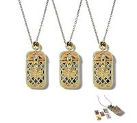 Générique Collier Mini Tarot, Pendentif Cartes de Tarot Mini, Pendentif Cage en Laiton Antique Coloré avec les 22 Arcanes Majeurs, Bijou Spirituel pour Femme, pour Débutantes et Amoureuses (3Pcs)