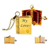 Générique Collier « Mon livre d'amour », « À ma femme », avec 6 pages d'informations gravées, pendentif multicouche ouvrable en forme de livre, collier « Mon amour », cadeau pour femme (Gold)