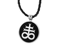 Générique Collier noir décontracté pour hommes, pendentif Satan Cross Lucifer Seal, bijoux satanique satanique stylés