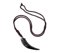 Générique Collier Obsidienne Noire Pendentif Tête De Loup - Pierre Brut Cristalline Naturelle Amulete | Bijoux Gemme Couple Chasseur | Ras De Cou Protecteur Spirituel Décoration
