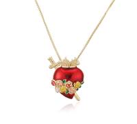 Générique Collier or Sacré-Coeur avec épée & émail fleurs, bijoux Vintage déclaration pour les femmes, Unique quotidien porter & collier cadeau