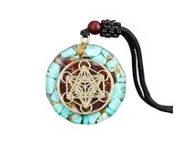 Générique Collier Pendentif 7 Chakras, Pièce Ronde, Porte-Bonheur, Turquoise Et Grenat, Pour Femmes Et Hommes, Bijoux Reiki, Cadeau