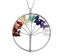 Générique Collier pendentif Arbre de Vie Arbre de Vie Lucky Better 7 Chakras Couleur Sagesse Perles de cristal Naturelles Bijoux à Corde Cadeau Bijoux Faits Mains (style8)