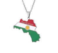 Générique Collier pendentif avec carte du Kurdistan Colliers avec drapeau du Kurdistan pour femmes Bijoux de la région kurde (B)