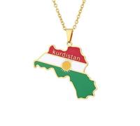 Générique Collier pendentif avec carte du Kurdistan Colliers avec drapeau du Kurdistan pour femmes Bijoux de la région kurde (A)
