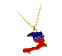Générique Collier pendentif carte d ' Haïti chaîne de clavicule unique bijoux en alliage de zinc pour hommes et femmes accessoire culturel élégant pendentif en métal Haïti