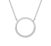 Générique Collier Pendentif Cercle de Vie Femme Argent 925 Rhodié & Zirconium Pavé - Bijou Symbole Éternité Minimaliste - Chaîne 40cm + 5cm Réglable Hypoallergénique