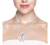 Générique Collier Pendentif - Collier Pendentif Chiffre 67, Breloque en Acier Inoxydable Unisexe | Bijou Personnalisé pour Hommes Et Femmes, Style Hip Hop Et Cadeau pour Anniversaire Ou Noël