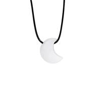 Générique Collier Pendentif Croissant De Lune en Cristal Naturel, Breloque en Pierre Précieuse Polie avec Cordon Noir Réglable, Bijou Ras Du Cou Fantaisie pour Femmes Et Hommes en Cristal Blanc