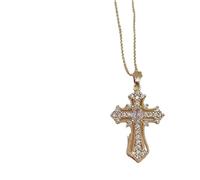 Générique Collier pendentif croix couleur or (une pièce) bijoux de style religieux mode élégant accessoire de fête