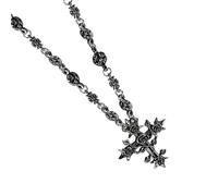 Générique Collier pendentif croix gothique Unique, avec des motifs de branches de roses, bijoux d ' inspiration Punk pour Couples, collier superposé à la mode
