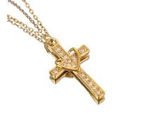 Générique Collier Pendentif Croix Pour Femme, Plaqué Or, En Forme De Cœur, Orné De Zirconiums Cubiques, Symbole De L'Infini Et De L'Amour De Dieu, Idéal Pour Un Anniversaire (Blanc).