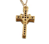 Générique Collier Pendentif Croix Pour Femme, Plaqué Or, En Forme De Cœur, Orné De Zirconiums Cubiques, Symbole De L'Infini Et De L'Amour De Dieu, Bijou Idéal Pour Un Anniversaire, Noir.