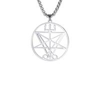 Générique Collier pendentif de Sigil de Lucifer pour hommes Temple Wicca Quimbanda 49 Symboles Chaîne Colliers Bijoux Cadeau