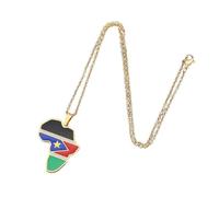 Générique Collier pendentif drapeau de la République du Soudan du Sud pour femmes : hommes, charme argenté doré Bijoux collier ras-du-cou