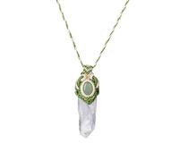 Générique Collier Pendentif En Cristal Blanc Naturel De avec Lapis-Lazuli pour Femmes Hommes, Collier De Pierres Semi-Précieuses Bohème Tressé À La Main Bijoux En Cristal Réglable Aventurine Ve