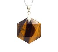 Générique Collier pendentif en cristal d'améthyste naturelle-accessoire européen et américain élégant for femmes et hommes avec chaîne(Tiger'sEye)