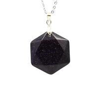 Générique Collier pendentif en cristal d'améthyste naturelle-accessoire européen et américain élégant for femmes et hommes avec chaîne(BlueSand)