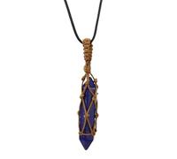 Générique Collier Pendentif En Cristal Fait Main, Cage En Corde Tissée À La Main pour Pierre, Collier Pendentif Hexagonal En Cristal Lapis-Lazuli, Bijoux En Pierres Précieuses pour Femmes et Hommes