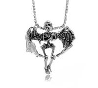 Générique Collier pendentif en forme de crâne de l’Ange de la Mort ailé pour hommes, bijoux vintage, accessoire de tendance créatif