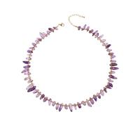 Générique Collier pendentif en perles de pierre triées sur | Chaîne d ' extension de 5 cm pour mélanger et associer une collection de bijoux avec collier pendentif en perles de