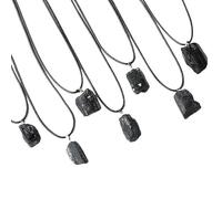 Générique Collier pendentif en pierre brute de Tourmaline noire naturelle faite à la main, 1 pièce, Design irrégulier Vintage