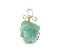 Générique Collier pendentif en pierre précieuse naturelle fait à la main - Bijoux en pierre de cristal irrégulière avec motif en fil torsadé(Fluorite)
