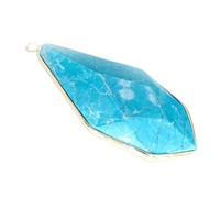 Générique Collier Pendentif épée en Cristal de Jade Naturel - Ornement de Bordure en améthyste et Pierre de pin Bleu(GoldPlusBlueTurquoise)