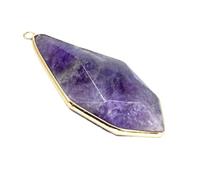 Générique Collier Pendentif épée en Cristal de Jade Naturel - Ornement de Bordure en améthyste et Pierre de pin Bleu(GoldAmethyst)