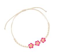 Générique Collier pendentif frangipanier en argile polymère à la mode, chaîne tressée à la main, bijoux pour vacances et usage quotidien, collier de fleurs en argile
