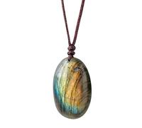 Générique Collier pendentif labradorite naturelle | Bijoux en pierre de de 30 à 40mm, Style pierre de lune, énergie minérale brute, de, collection de pierres de poche, cadeau | Ornemen