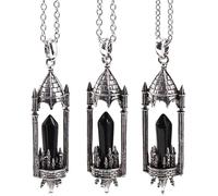 Générique Collier Pendentif Lance-Roquettes Unique en Cristal pour Femmes Et Hommes Chaîne Argentée, Breloque Ras Du Cou, Perle D'Énergie pour La Méditation, Bijou Amulette, Cadeau en Obsidienne