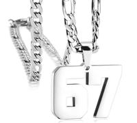 Générique Collier pendentif numéro 67 | 67 meme Chaîne en acier inoxydable | Drôle Simple 6 7 Meme Gag Pendentif Bijoux | Collier fantaisie avec six et sept chiffres, cadeau pour amis et famille