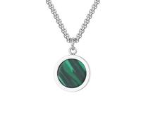 Générique Collier pendentif ovale/rond en pierre naturelle, breloque légère en acier inoxydable, chaîne de clavicule, accessoire pour femmes et filles, bijoux légers de tous les jours